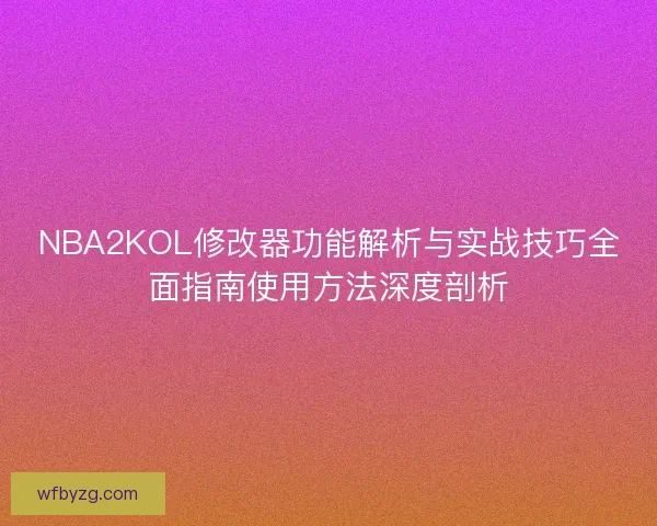 NBA2KOL修改器功能解析与实战技巧全面指南使用方法深度剖析
