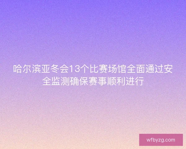 哈尔滨亚冬会13个比赛场馆全面通过安全监测确保赛事顺利进行