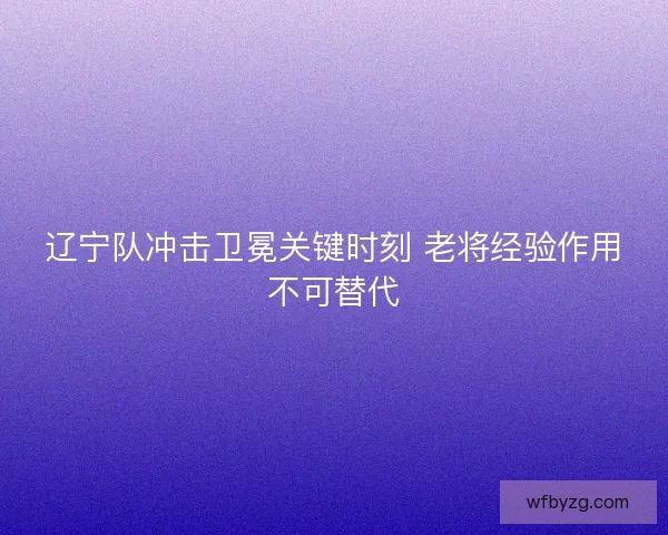 辽宁队冲击卫冕关键时刻 老将经验作用不可替代